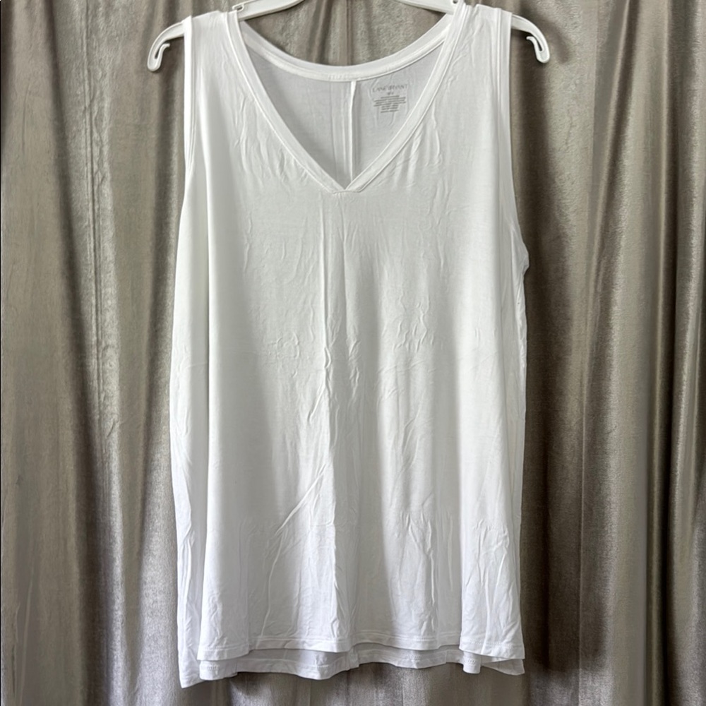 Lane Bryant White Sleeveless Relaxed Tank Top